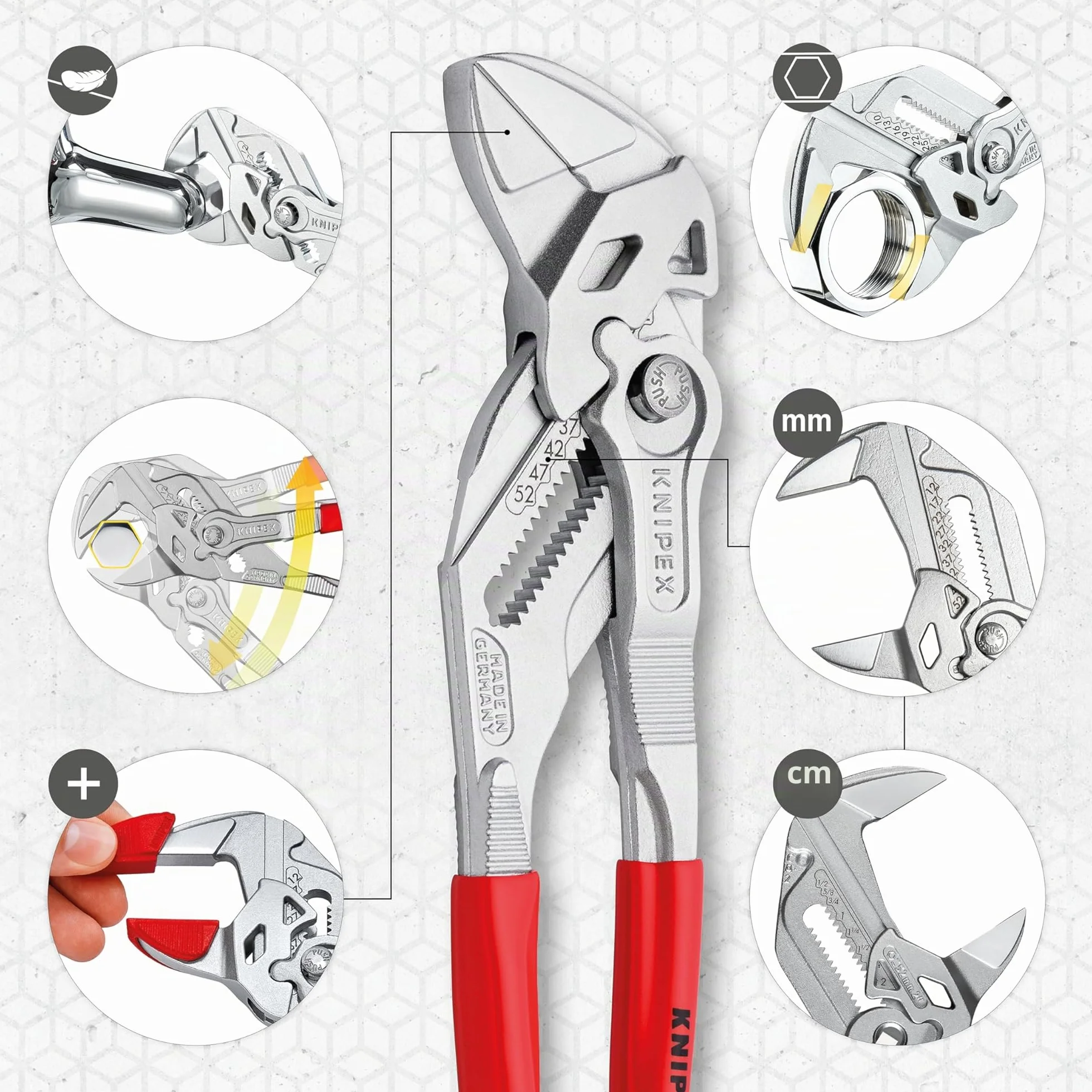 KNIPEX Pinza chiave 250 mm 86 03 250 cromata rivestiti in resina sintetica