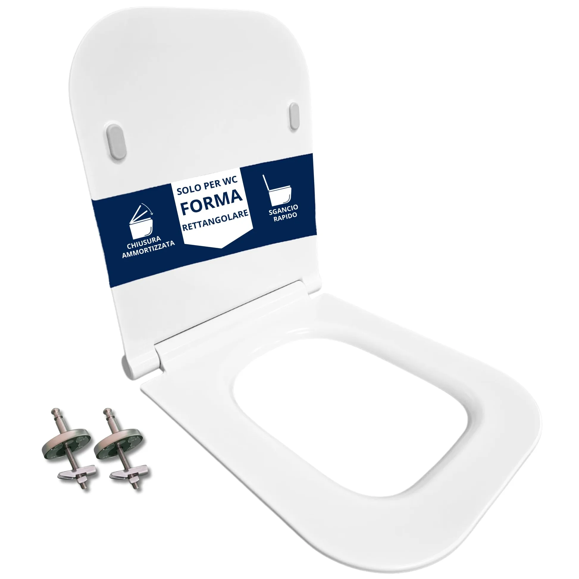 HYDRO HOME Copriwater Forma Rettangolare Super Sottile Slim Chiusura Ammortizzata e Sgancio Rapido Compatibile con vari modelli, Plastica Termoindurente Cerniere Regolabili fissaggio dall'alto Bianco