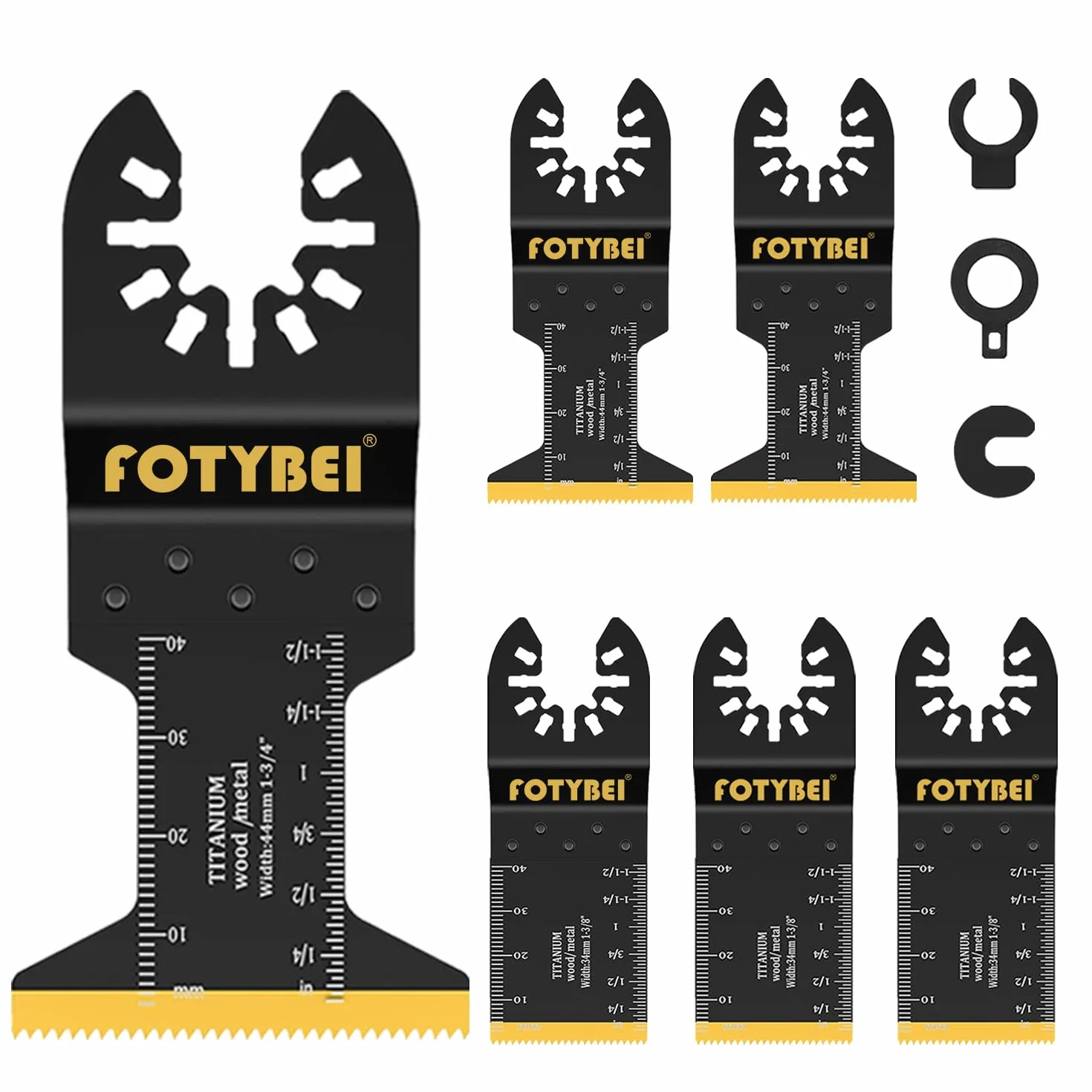 Lame Utensile Multifunzione Titanio, 5 Pezzi Lame Utensili Oscillanti Multifunzione Accessori per Legno, Plastica, Metallo, Compatibile con Fein, Dewalt, Makita, Parkside, Black&Decker e altro ancora