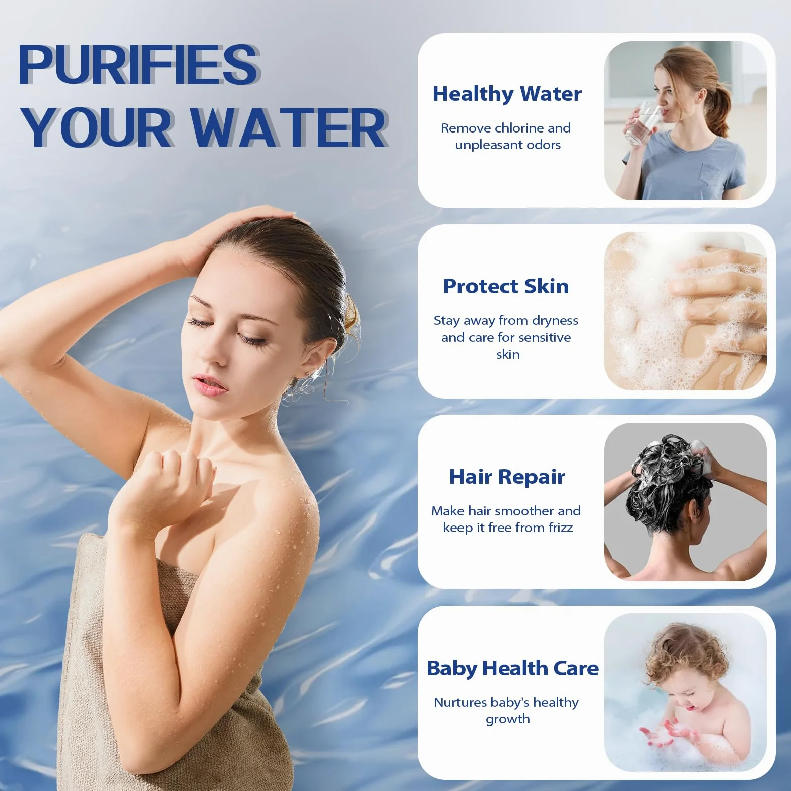 Filtro per vasca da bagno, 8 fasi, filtro per vasca da bagno per rimuovere piombo, cloro e fluoro, 2.500 litri di filtrazione, addolcitore d'acqua, senza BPA