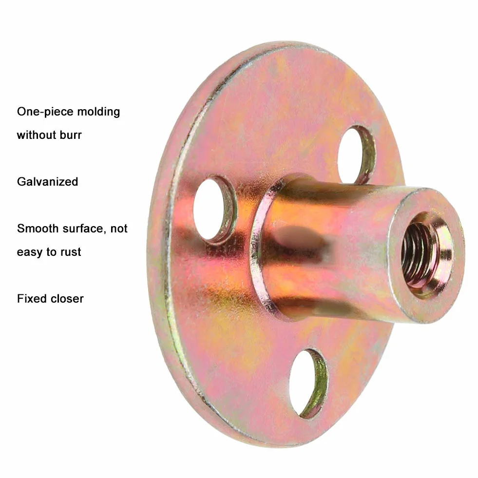 Pezzi Piastra di Ferro Dado Flangiato 3 Fori Zincato Base Rotonda Set Dadi a T Alta Resistenza M6 M8 M10 (M8)