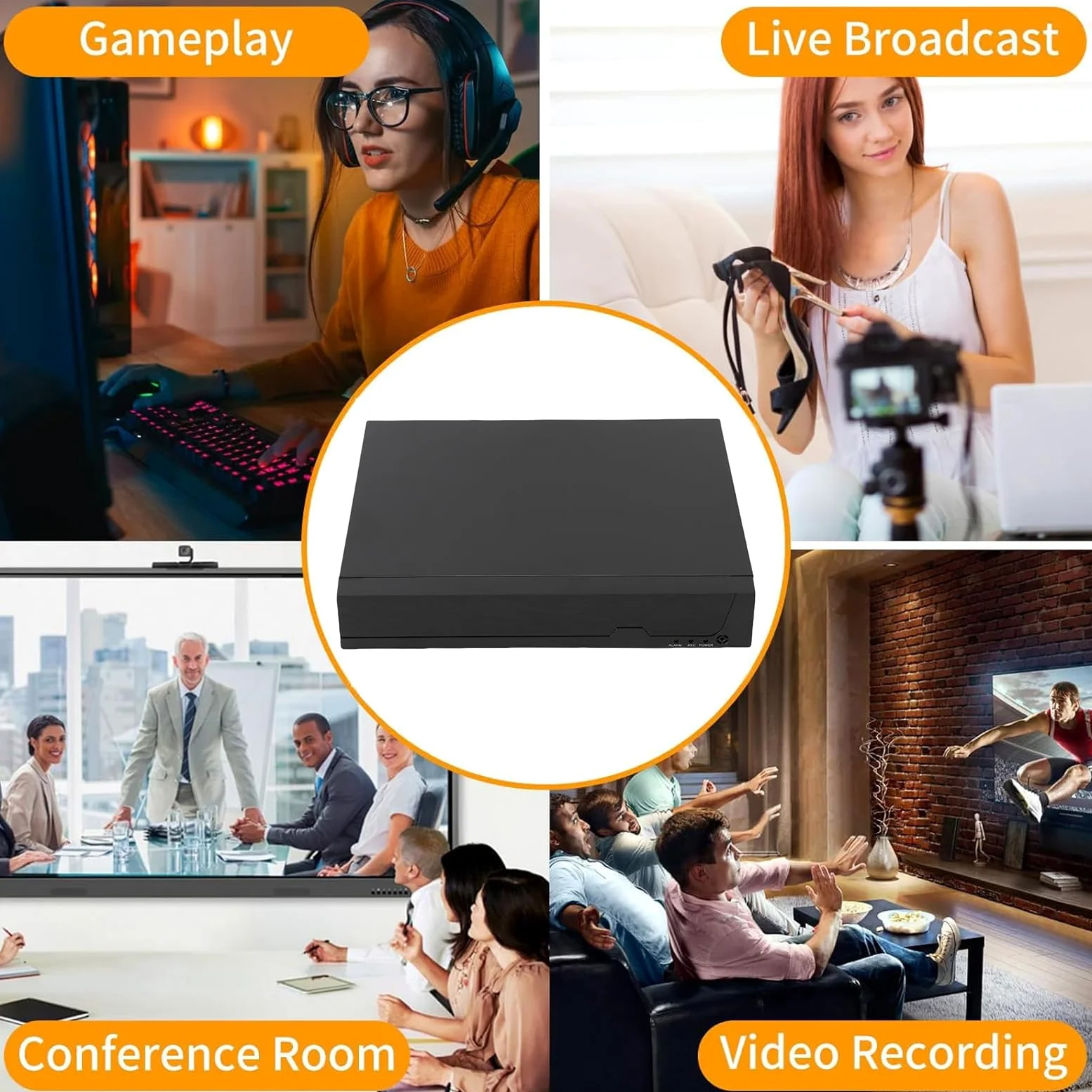 8ch Poe NVR H.265+ Registratore di Rete, Lavorando con una Fotocamera IP 8 X 4K/5MP/4MP/3MP 1080p, Supportando Fino a 14 TB HDD, Registrazione 24/7, Power Over Ethernet (Spina europea)