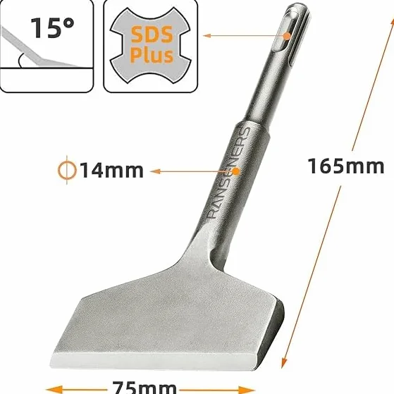 SDS-Plus scalpello a vanga 2 pezzi 165x75mm 15° acciaio super temprato universale
