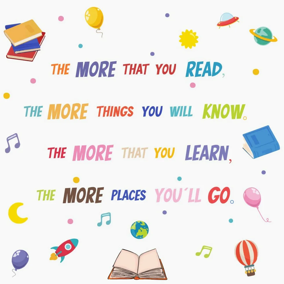 SUPERDANT Lettura Decalcomanie da Muro Citazioni Ispiratrici Adesivo da Parete Decorazione Artistica Motivazionale Decalcomanie da Muro in Vinile Grande Sala di Lettura Citazione da Parete