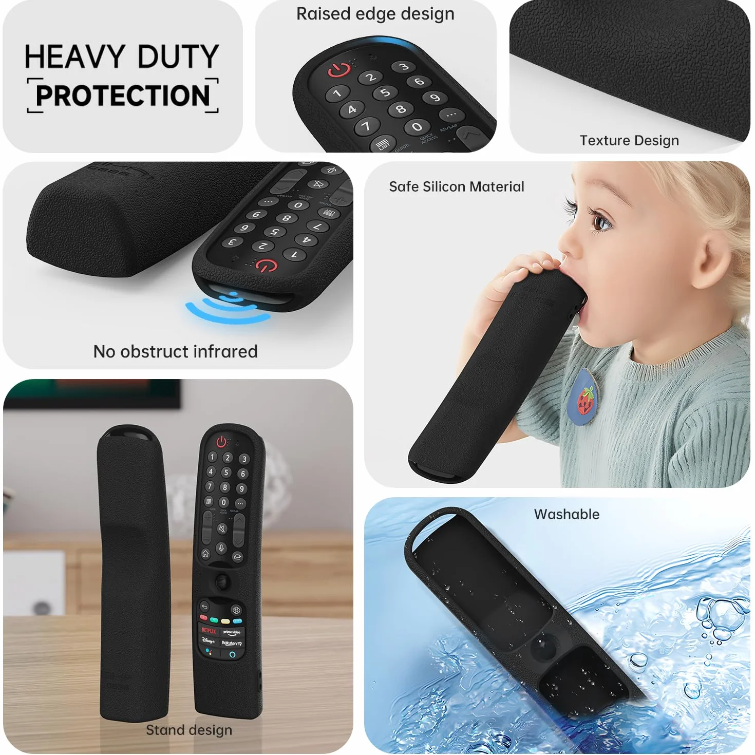 Custodia in Silicone Compatibile con LG Telecomando MR25GB MR24GN MR24GA MR23GN MR23GA MR22GN MR22GA MR21GA MR21GC,Cover per Telecomando LG,Guscio per TV 2025/2024/2023/2022/2021 (Nero)