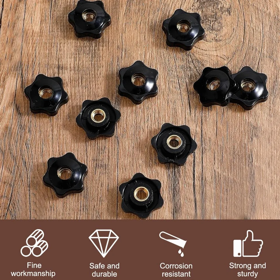 Manopola di Serraggio M6x25mm Testa Esagonale Filettata Femmina 20 Pezzi per Macchine Utensili