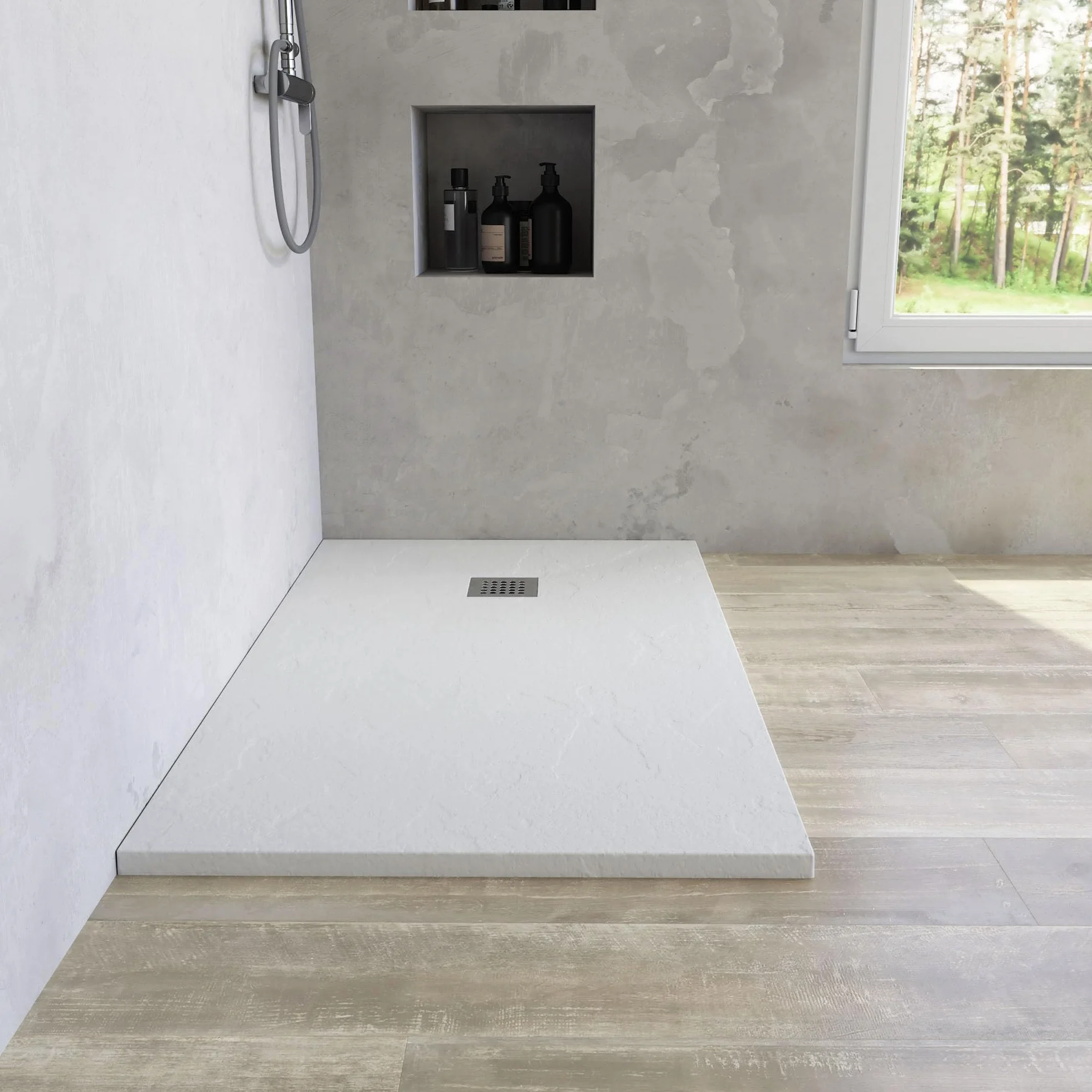 Piatto Doccia Marmoresina Bianco Antiscivolo 90x170 h3cm Effetto Pietra