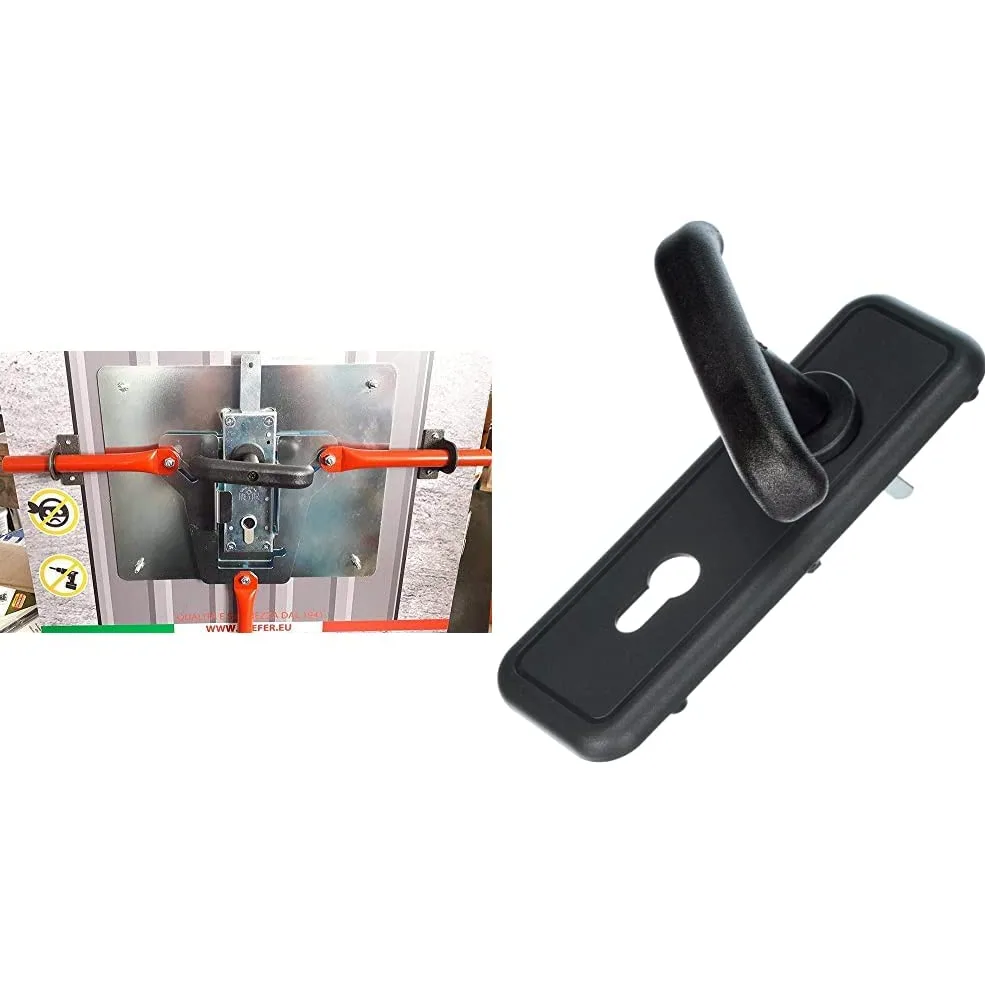 Prefer Kit Sicurezza per Basculante/Garage, Serratura Cilindro a Profilo Europeo, 4 Punti di Chiusura, Chiave Punzonata & Set Placca e Maniglia per Basculante/Garage