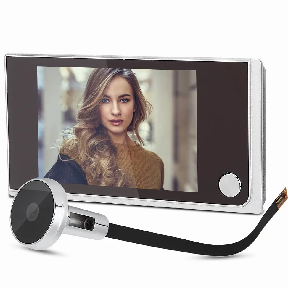 Visore digitale per porta LCD 3,5 ", visore per spioncino 120 gradi Monitoraggio visivo fotografico Videocamera elettronica a occhi di gatto (monitoraggio 24 ore)