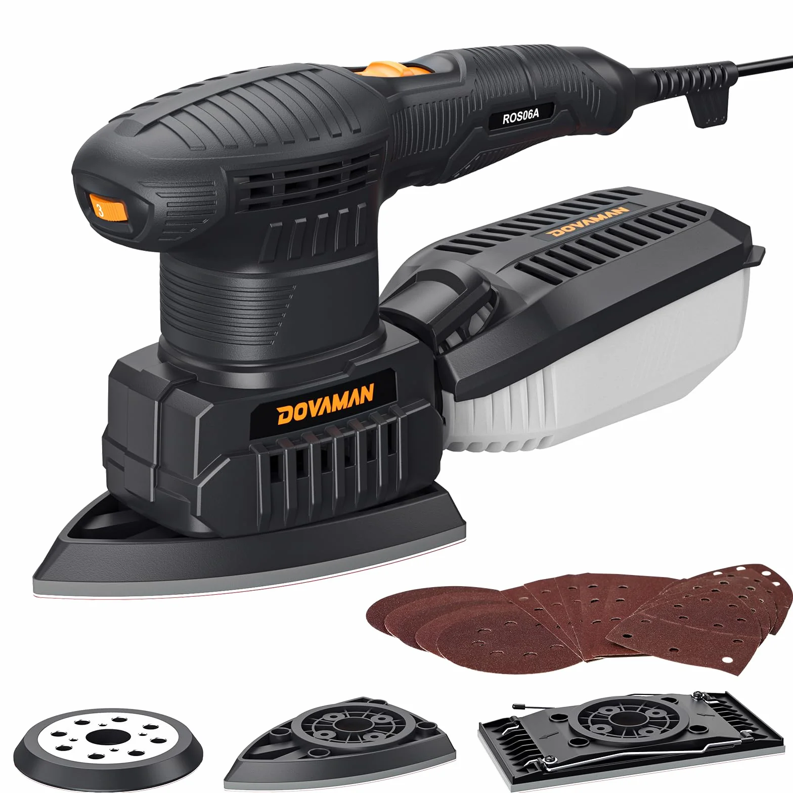 DOVAMAN ROS06A Levigatrice Multifunzione 3-in-1 200W 6 Velocità per Legno e Acciaio