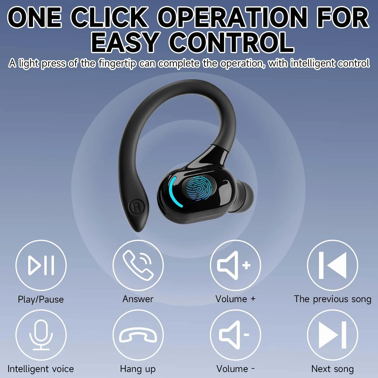 Auricolare Bluetooth Mono V5.2 Cuffie Vivavoce con Microfono Design 360° sopra l'Orecchio Pinganello Bluetooth Mobile Compatibile con Phone, Android e PC