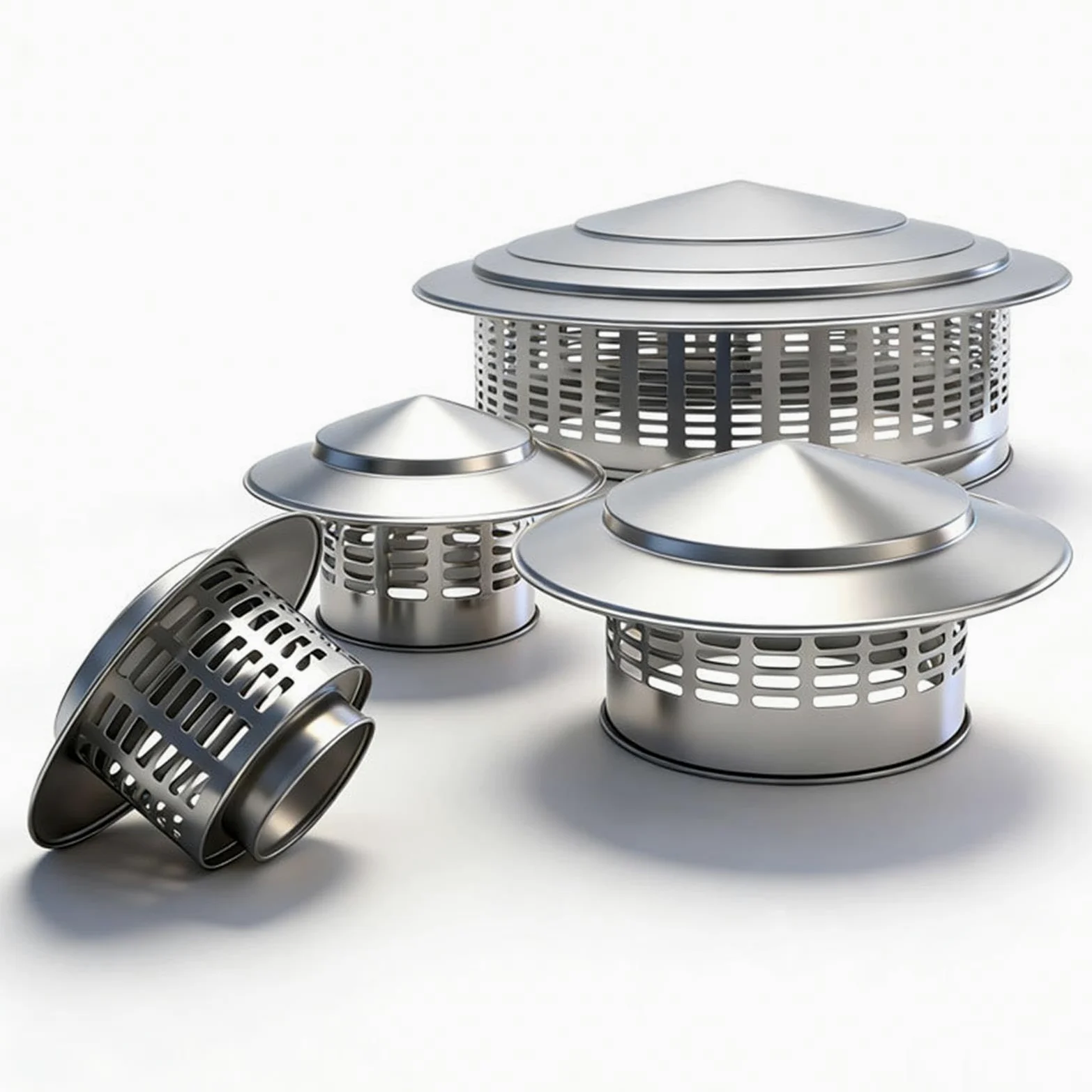 Comignolo Canna Fumaria in Acciaio Inox 304, Antipioggia e Antivento | Cappello per Camino 75-400mm, Terminale Rotondo con Retina per Tubo Stufa e Sfiato Tetto(16in(400mm))