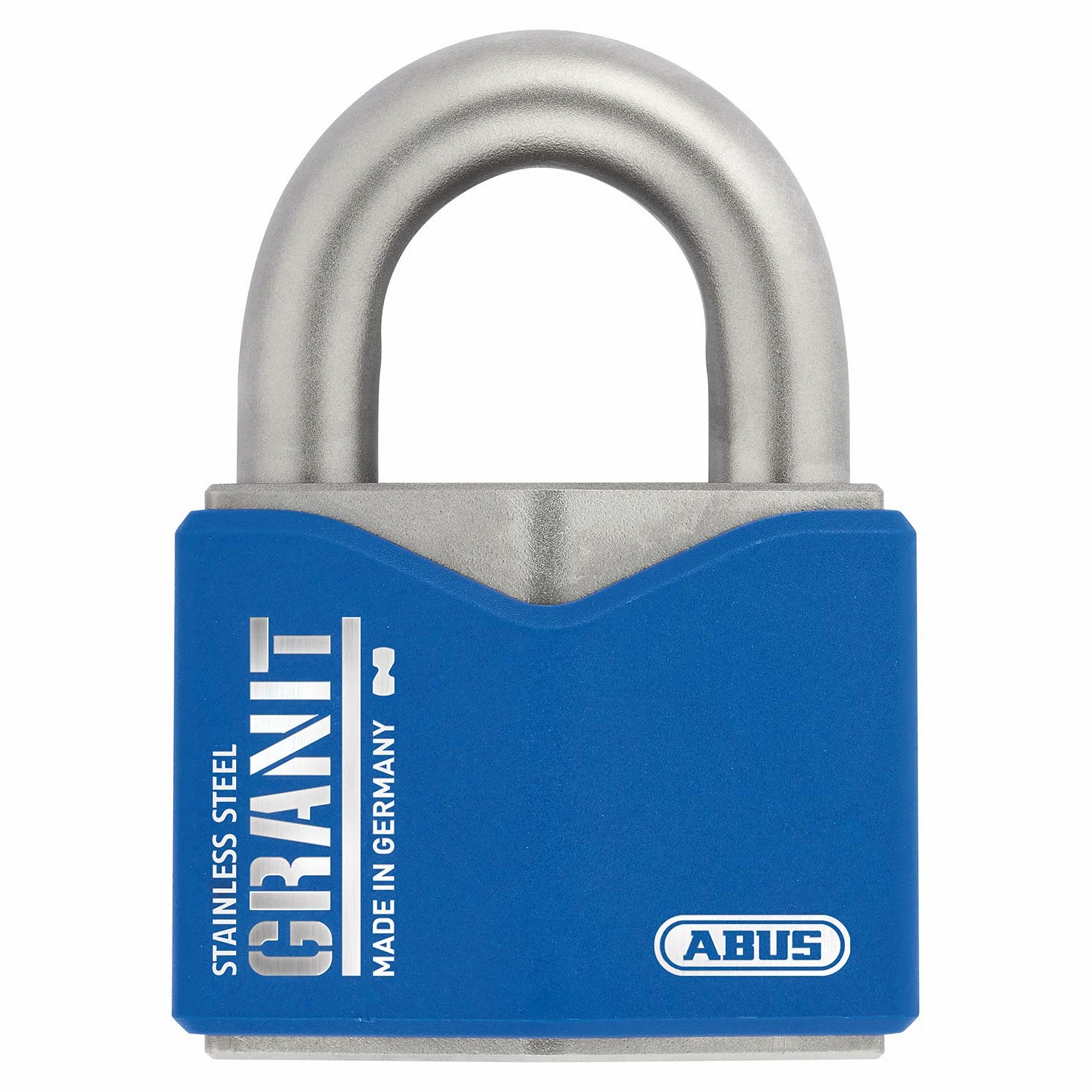 ABUS Lucchetto in Granito 37ST/55#SZP in Acciaio Inox - Per Uso Esterno - Con Scheda di Sicurezza e Cilindro a Disco Plus - Livello di Sicurezza 10 - Blu/Argento