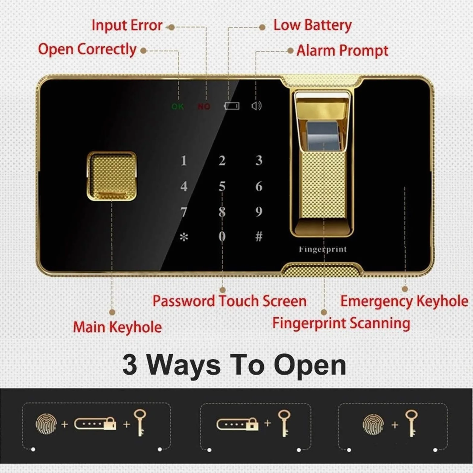 Cassaforte in acciaio, sicura e ignifuga, impermeabile, cassaforte digitale di sicurezza grande con display a LED, struttura in acciaio solido con serratura a catenaccio design per casa hotel pistola