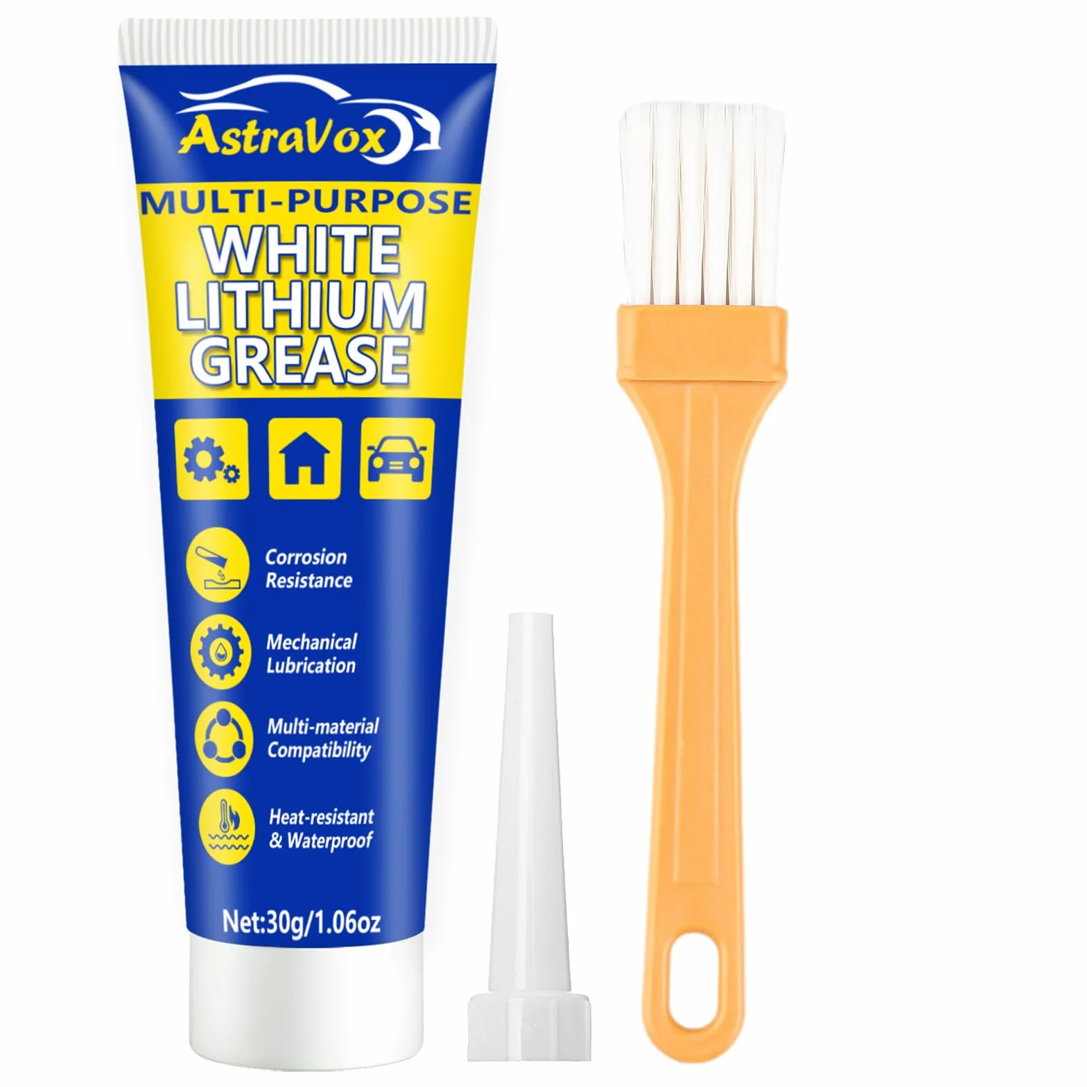 AstraVox Grasso al litio bianco lubrificante multiuso con pennello 1.06oz