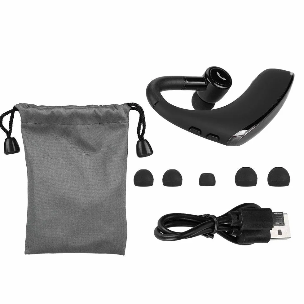 Denash Auricolare Stereo Bluetooth 5.0 Singolo, Cuffia Auricolare Wireless Professionale con Microfono, Auricolare F900 Chiamata a Mani libere