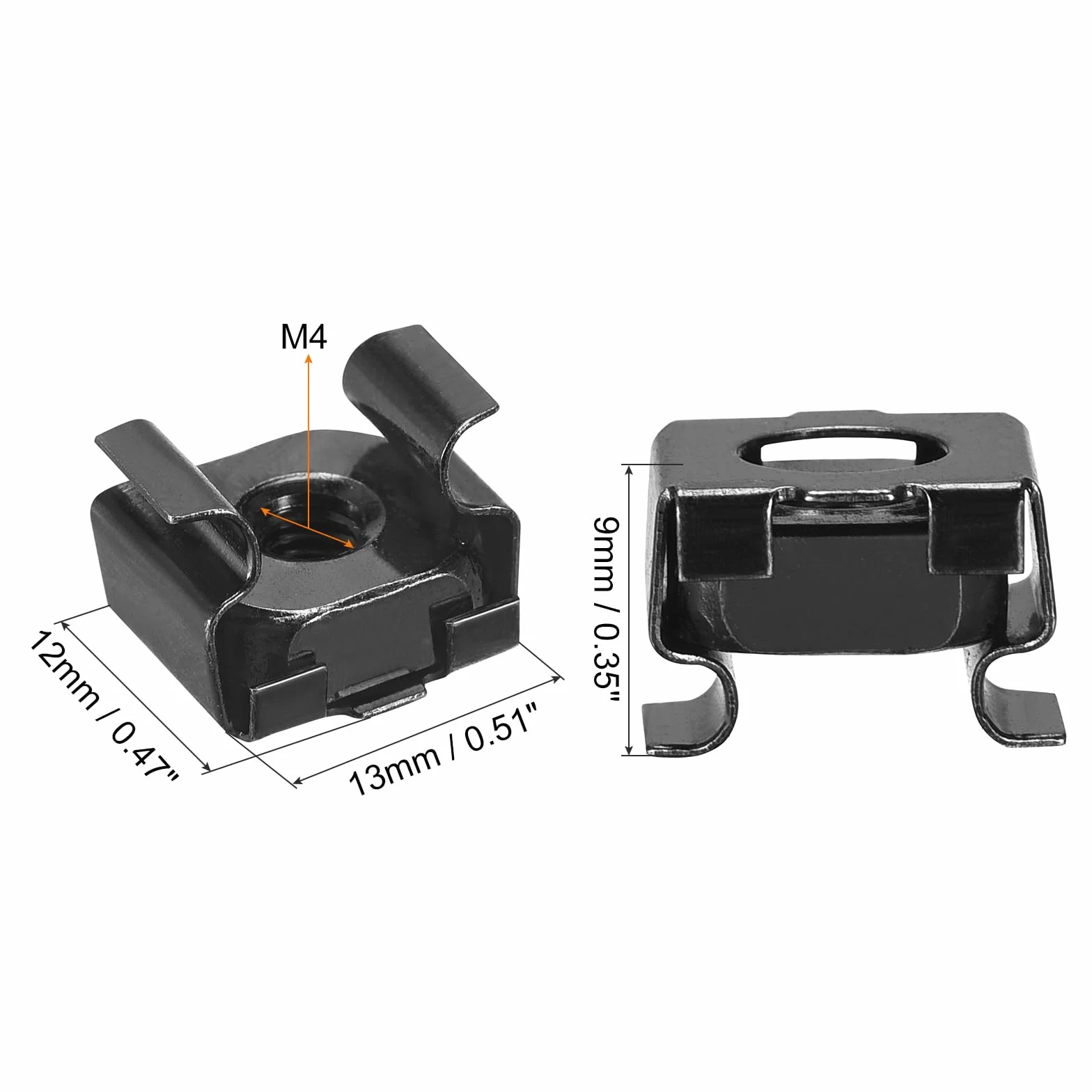 QUARKZMAN Dadi a Gabbia Snap-In M4 x 0.7mm Acciaio Carbonio 5pz