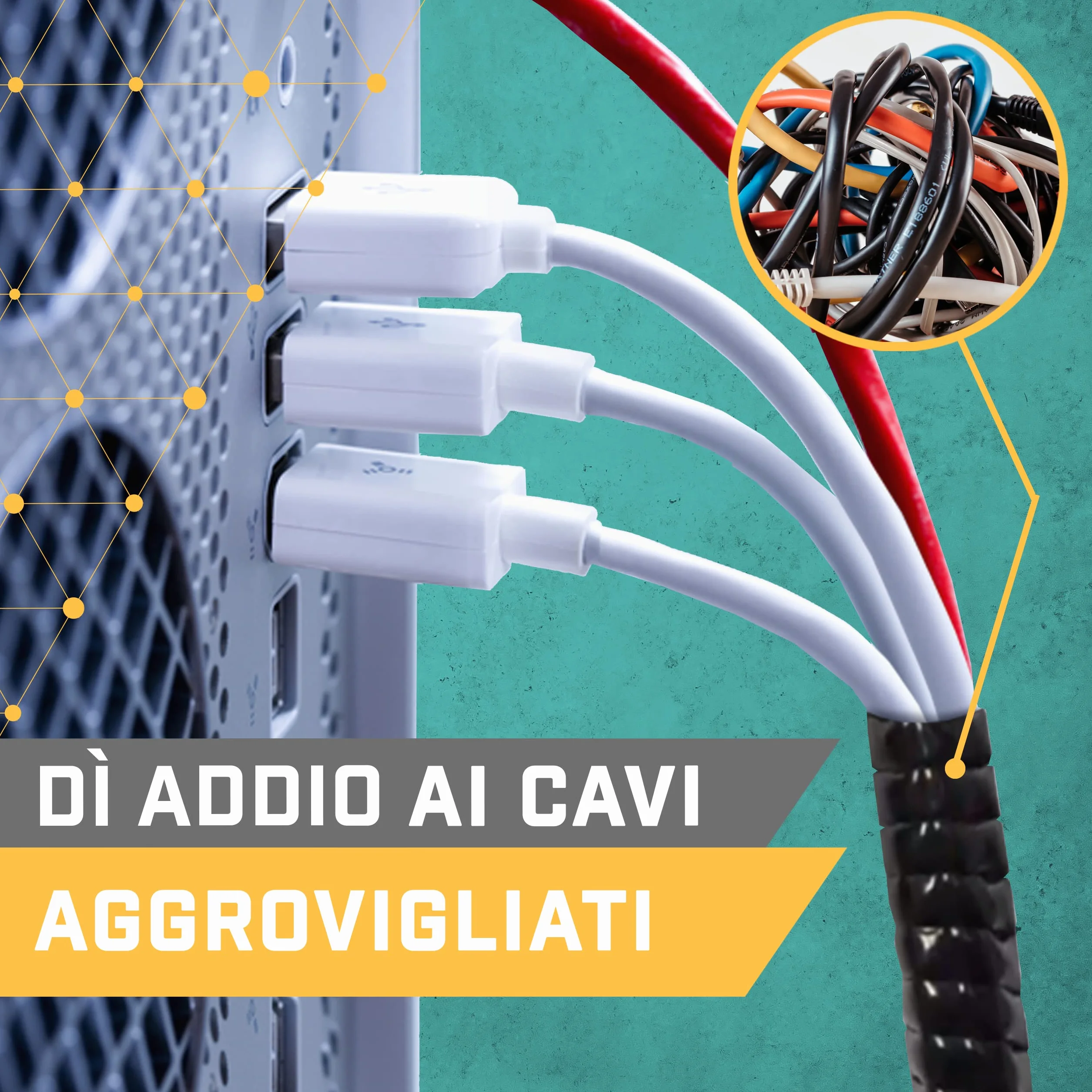 Guaina Copri Cavi Elettrici Trasparente Flessibile Espandibile 10m Cavo Spiralato per Nascondere Fili
