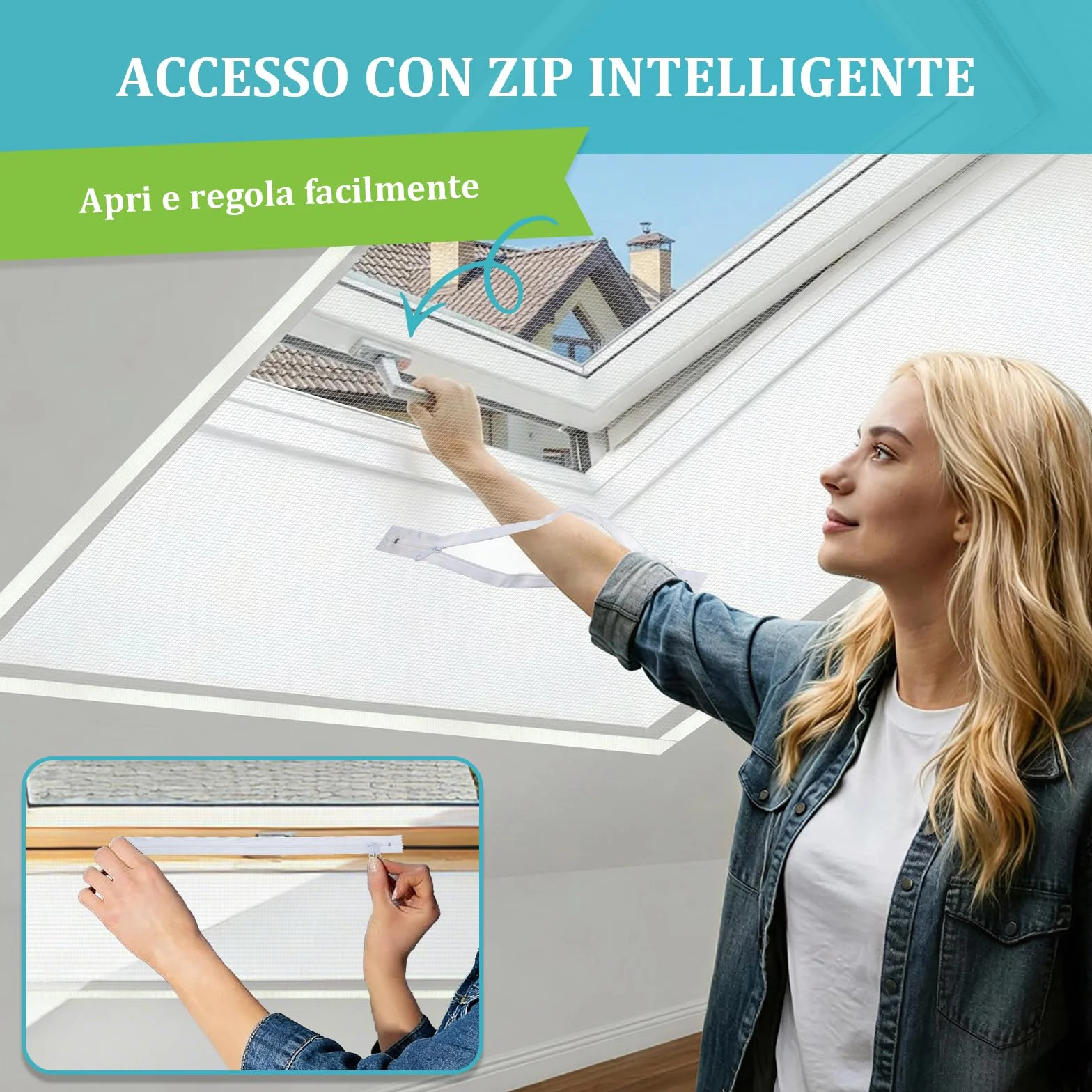 Apalus Zanzariera per Finestre 130x150Cm con Zip Bianco 1 Pezzo