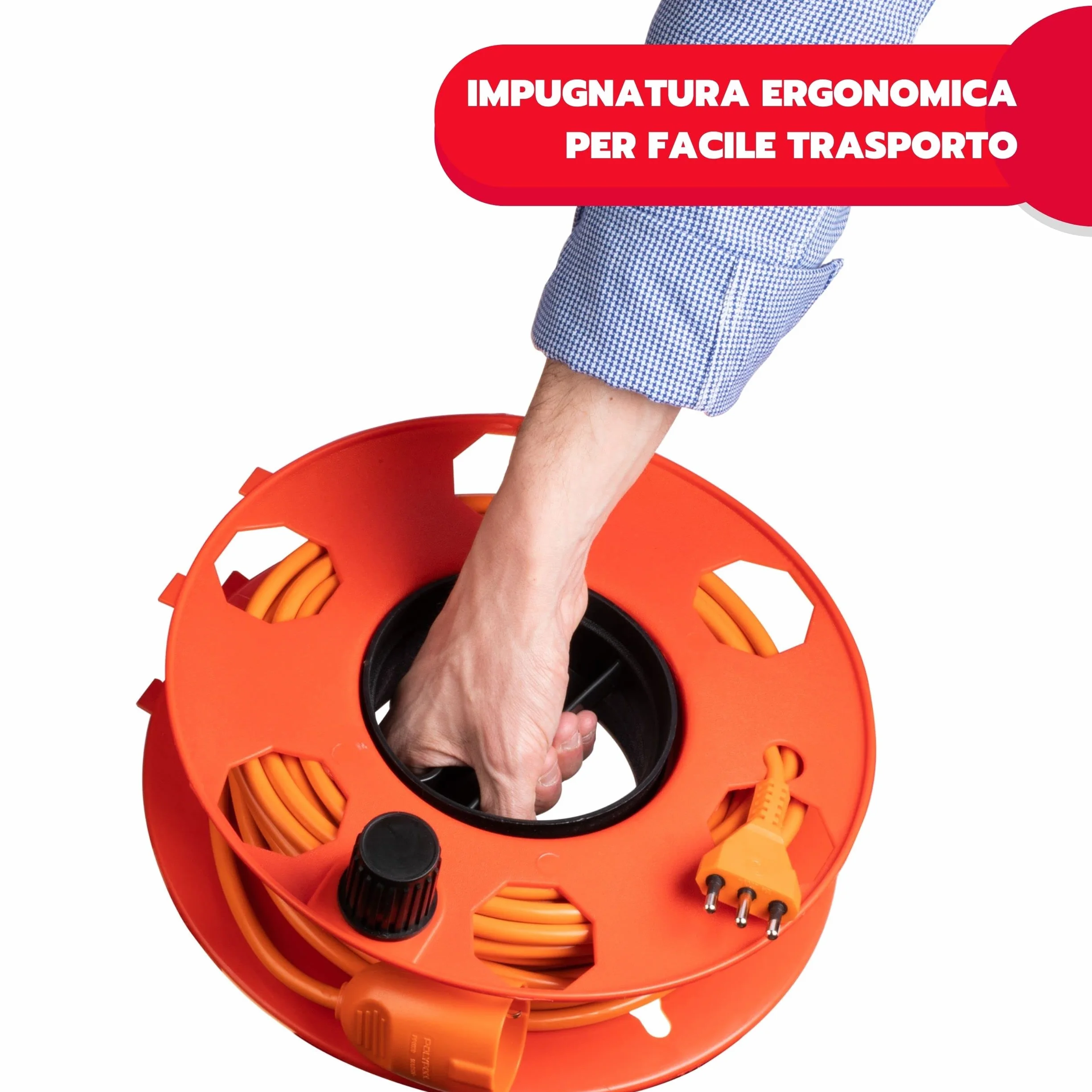 POLY POOL - PP2603 ROLLY Rullo Avvolgicavo per Trasportare e Sistemare Cavi - Avvolgi Cavo per Prolunghe Elettriche, Corde, Tubi Flessibili - Avvolgi Cavi fino a 30m