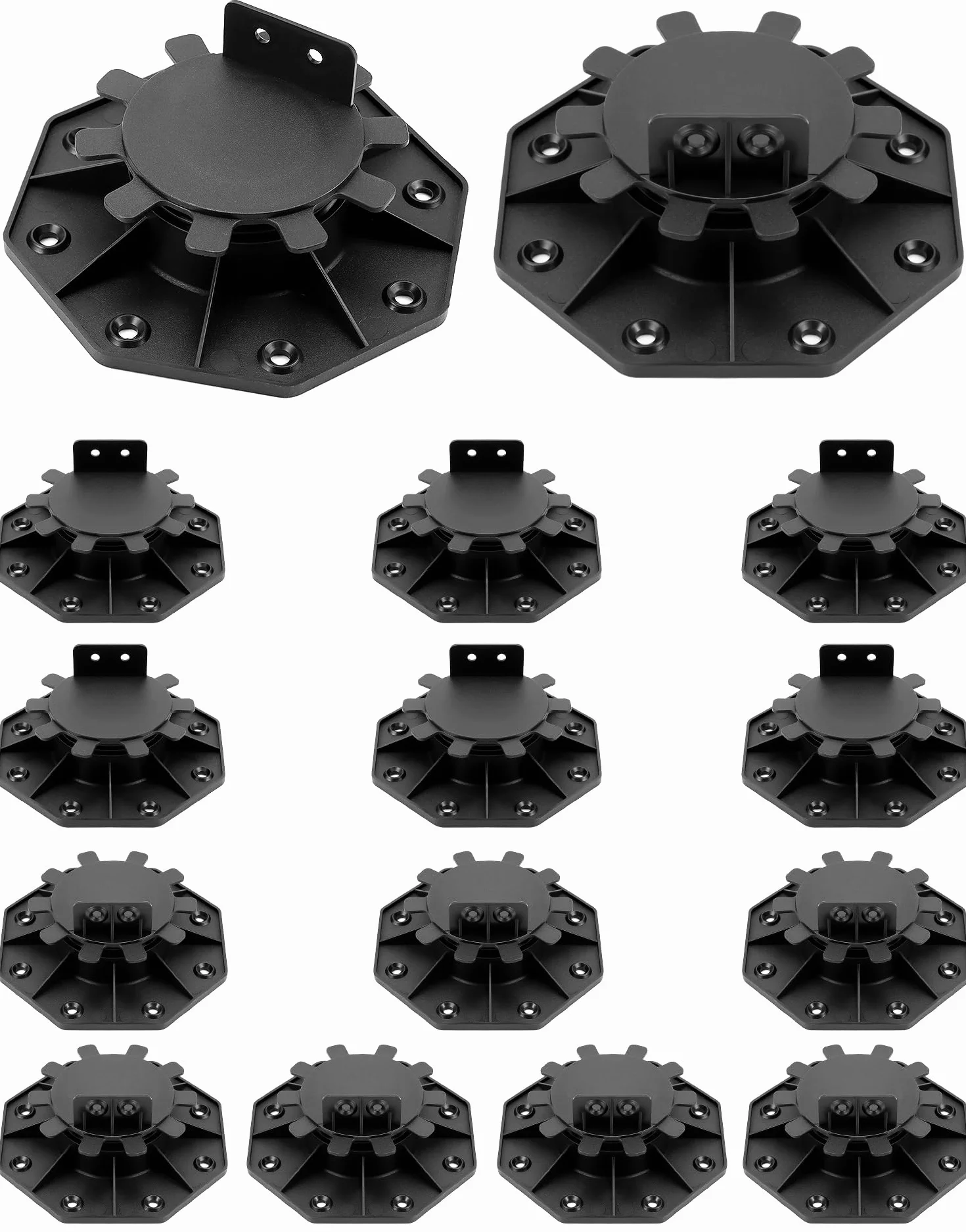 QWORK Piedistalli per terrazze regolabili 15 pezzi 30-60 mm per tavole legno WPC alluminio