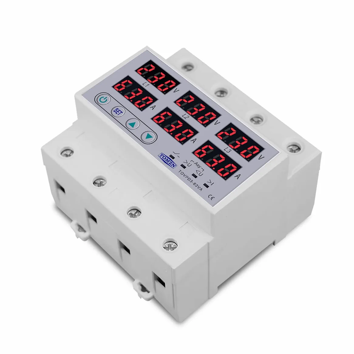 Interruttore Magnetotermico Differenziale Relè di tensione a 3 fasi DIN 380V VoltMeter Ammeter oltre e sotto Monitor Protezione Regolare la sovratensione corrente(63A)