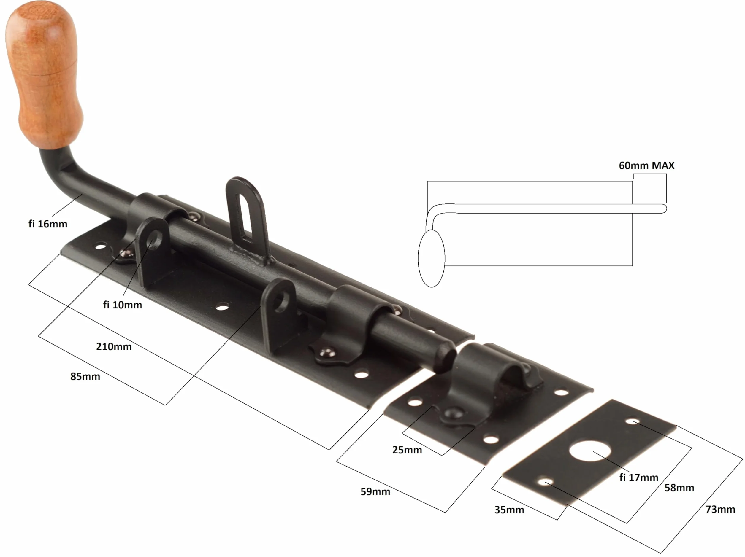 Catenacci per cancelli, 2 pezzi x 280 mm, neri, catenaccio per porta, serratura per porta, catenaccio, catenaccio per cancello da giardino