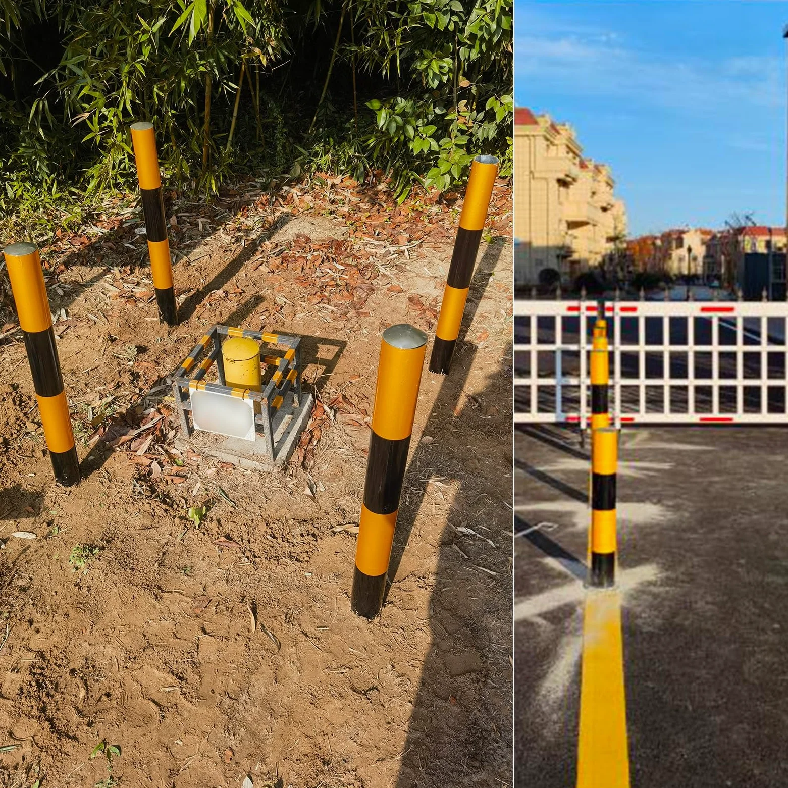 Generico Pali di Segnalazione per canalizzazione del Traffico da 48" - Coni di Segnalazione rinforzati, Confezione da 4 Barriere di Avvertimento permanenti per parcheggi, Strade e Centri Commerciali