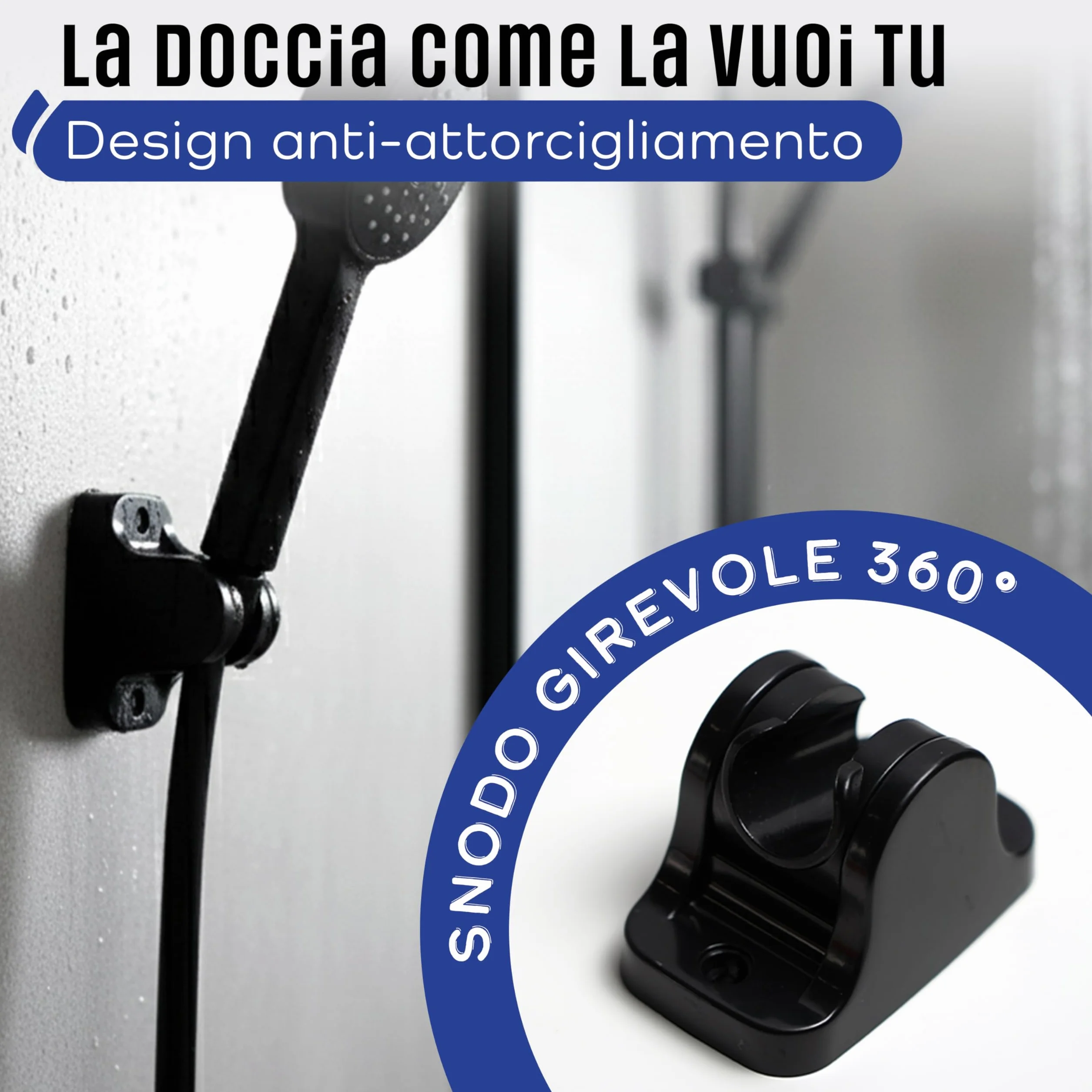 Flessibile Doccia 150 cm Universale in PVC – Tubo Doccia Antipiega con Giunti Rinforzati e Kit Accessori – Installazione Facile e Compatibile con Tutti i Doccini Standard