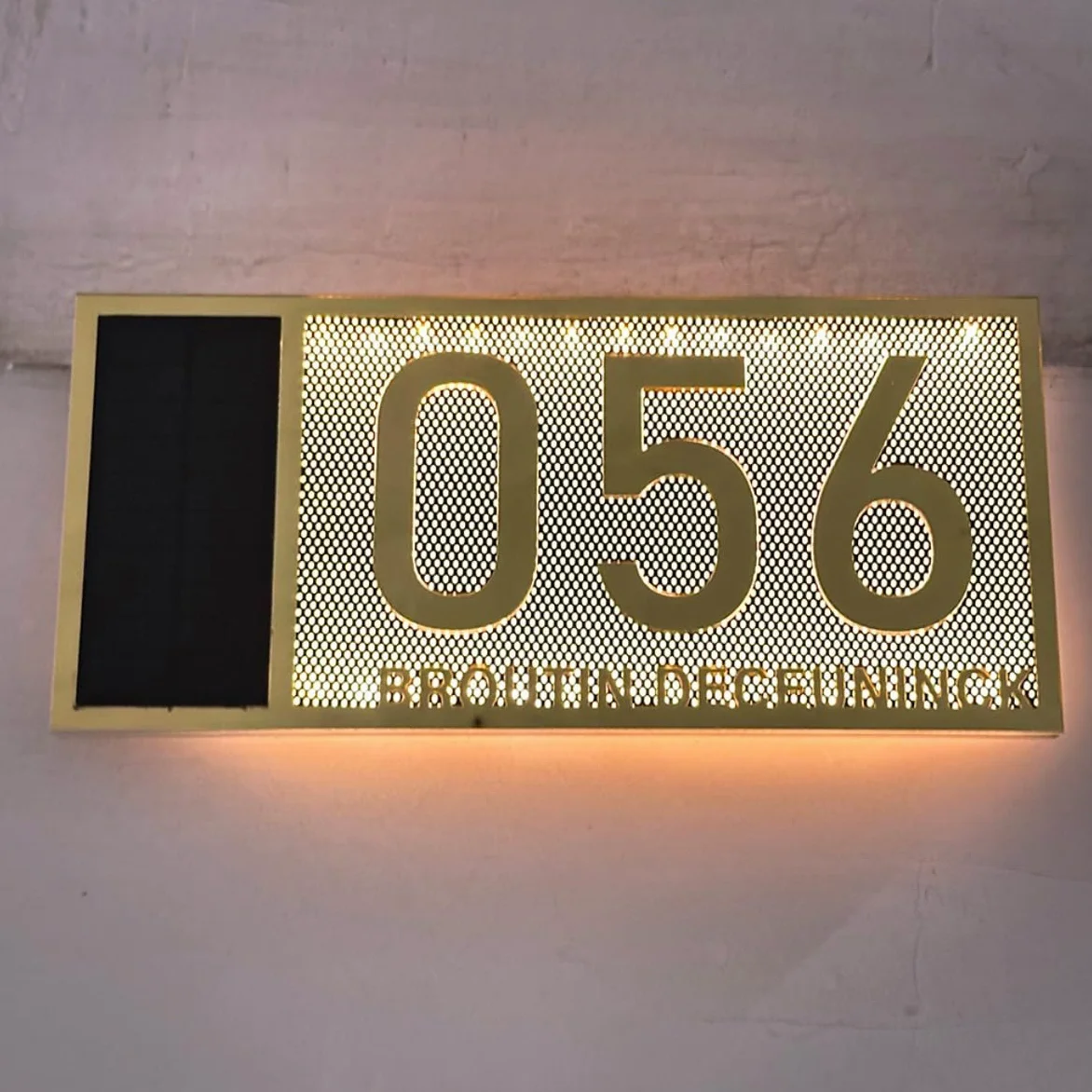 Numero civico personalizzato con luce solare,Segnaletica solare personalizzata per case,decorazione da parete personalizzata (oro)