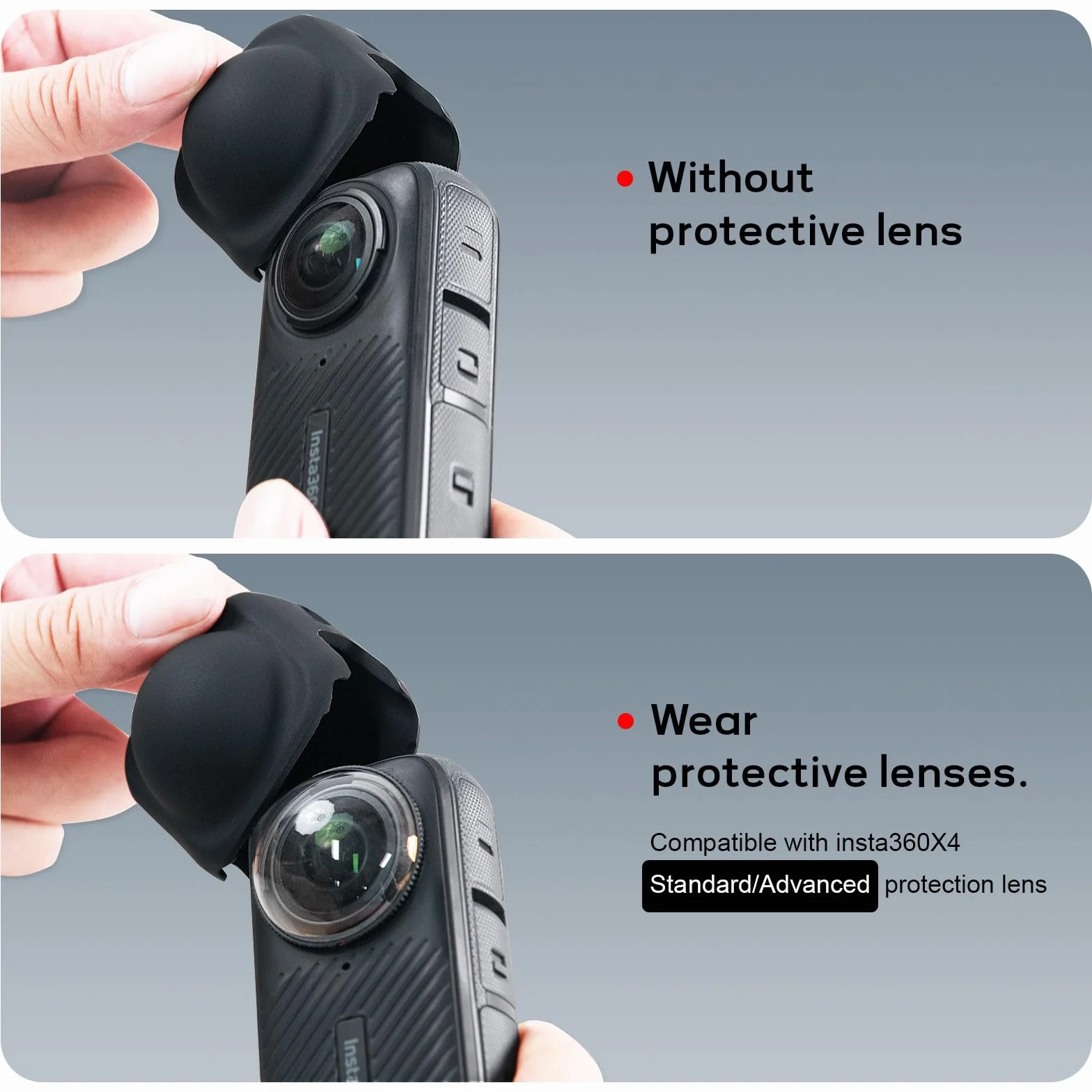 Kit di accessori di protezione FiTSTILL per Insta 360 X5/X4, pellicole protettive in vetro temperato + copriobiettivo in gomma, 2 pellicole ultra HD