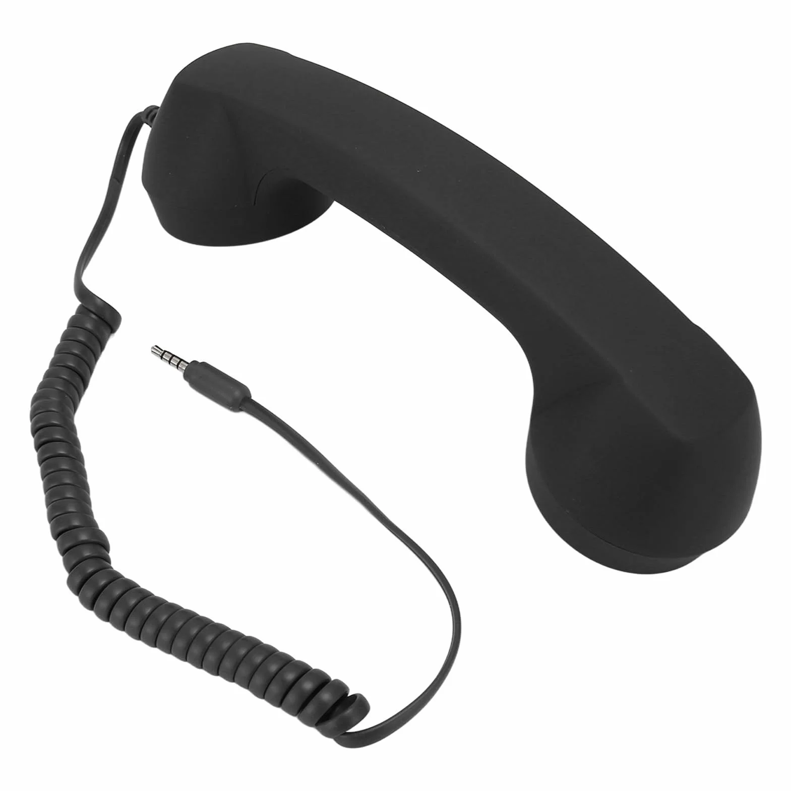 VBESTLIFE Ricevitore Telefonico Vintage, Microfono Ricevitore Cellulare retrò per Tutti gli Smartphone e Computer con Jack da 3,5 Mm (BLACK)