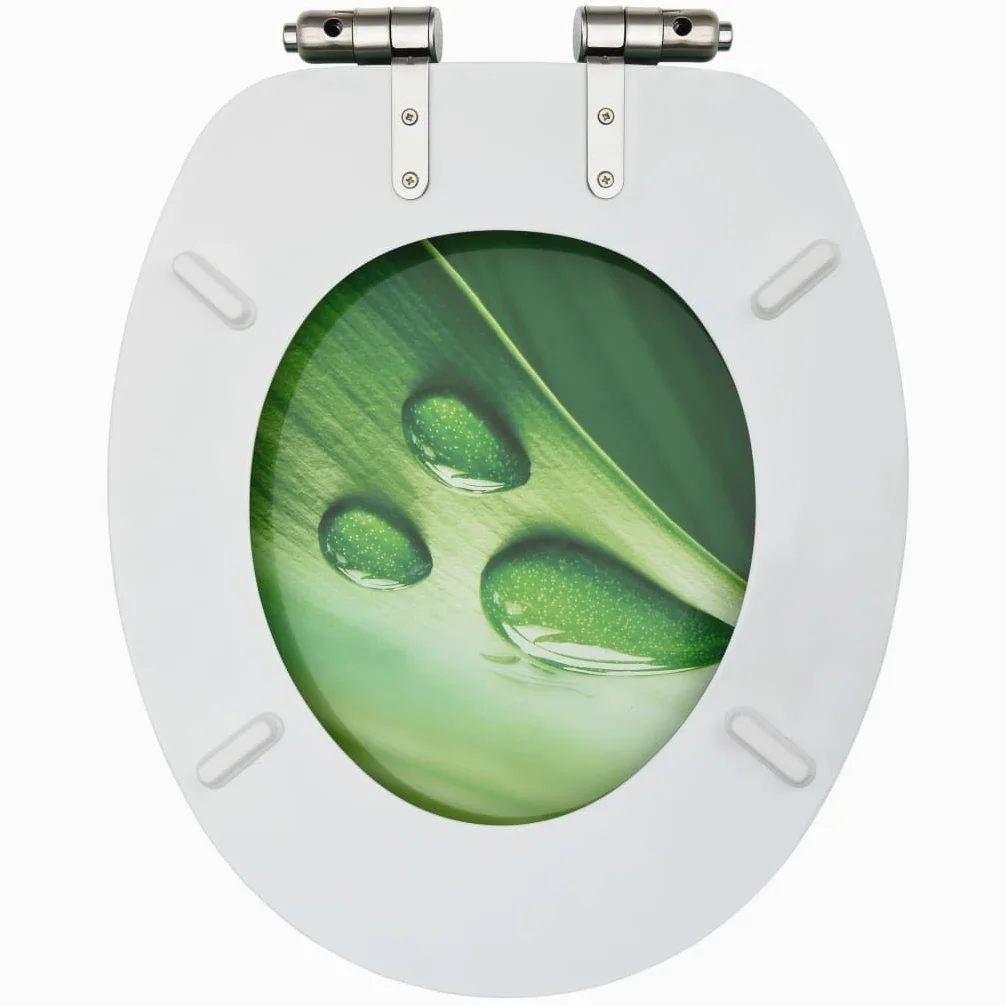 Sedile WC coperchio chiusura morbida MDF verde gocce d'acqua 02_0002935