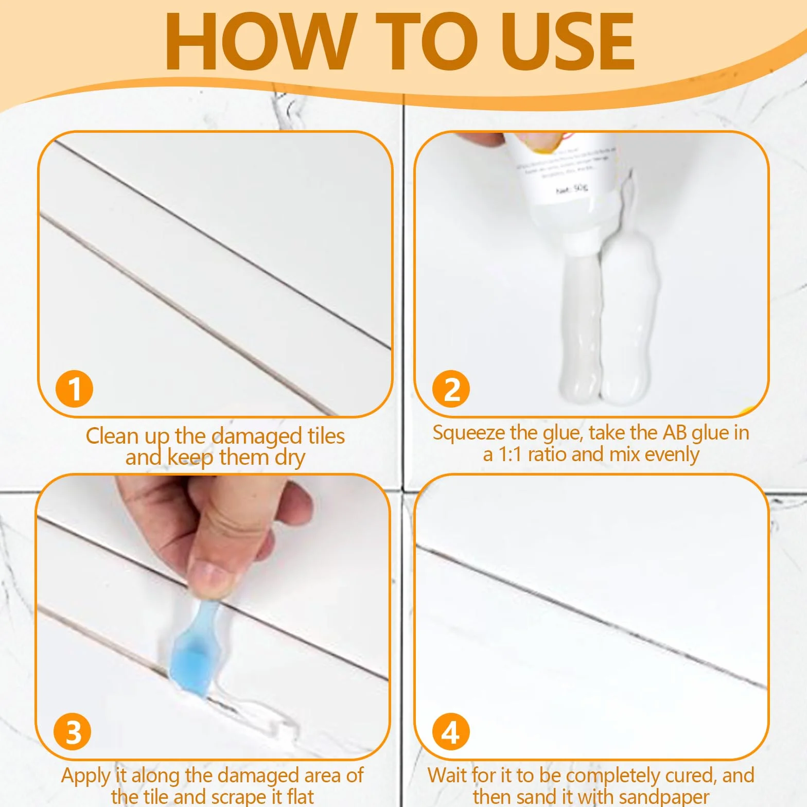 Kit Riparazione Piastrelle Gres Porcellanato Vasca da Bagno per Buchi Crepe Graffi