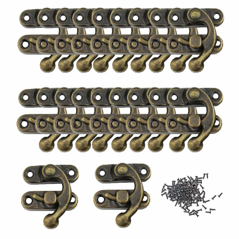 Antico Hasp di Bronzo 20 Pezzi per Scatola di Gioielli in Legno Decorativa