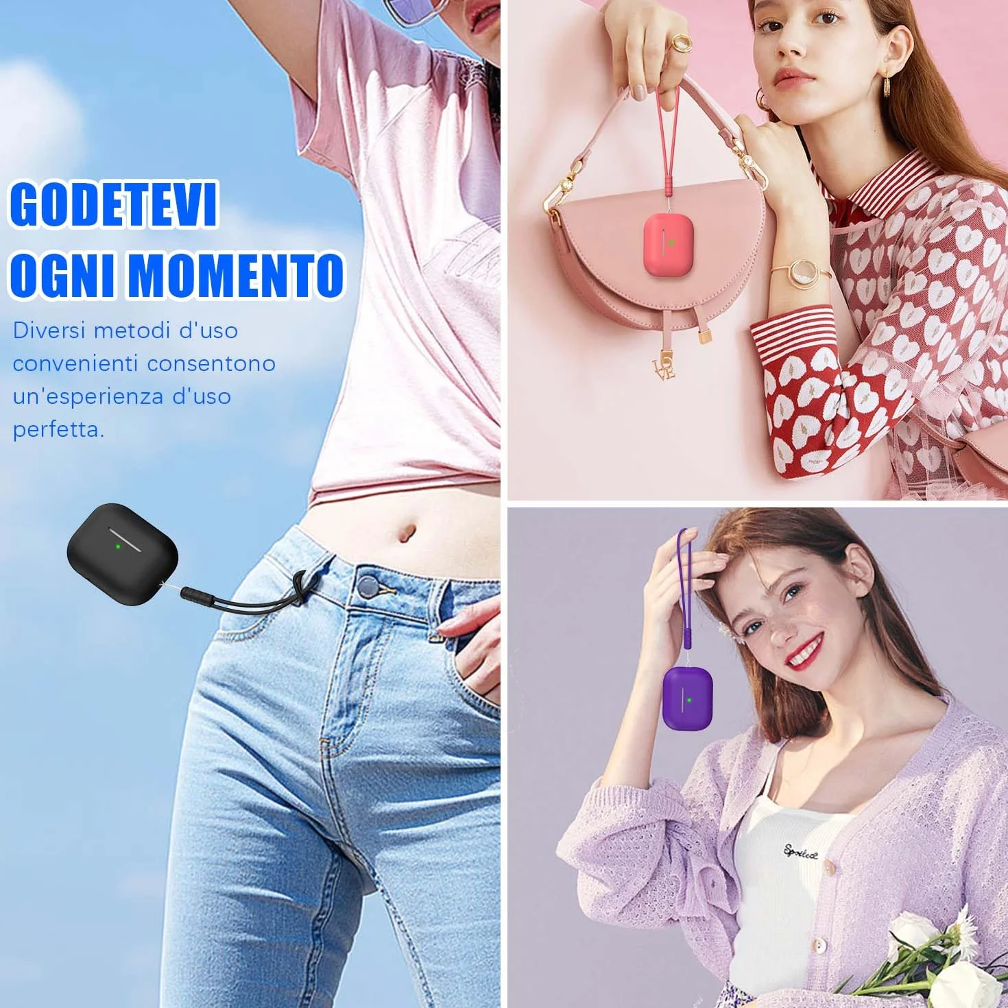 Custodia per AirPods Pro di seconda generazione, Custodia per AirPods Pro in morbido silicone anticaduta e antiurto Skin Touch con portachiavi e kit di pulizia,Nero