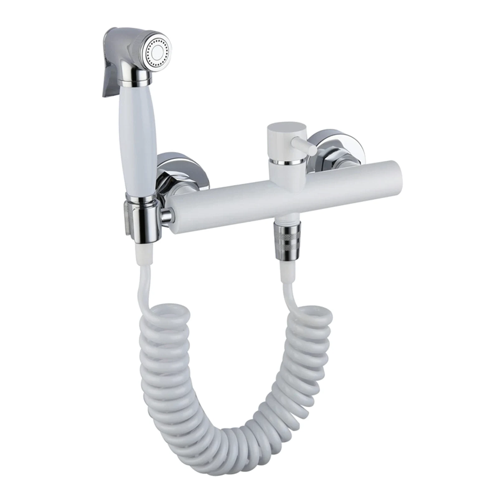 Rubinetti per lavabo, Bidet Faucet Set caldo e freddo Bianco Valvola angolare in cromo a mano Handied Hygienic Shower Head Wash Car Auto PET Accessori Airbrush Tap