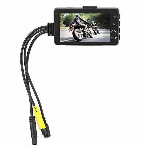 Telecamere per motociclette DVR, Registratore video moto con doppia lente 1080P/480P, IP68 impermeabile, LCD 3 pollici