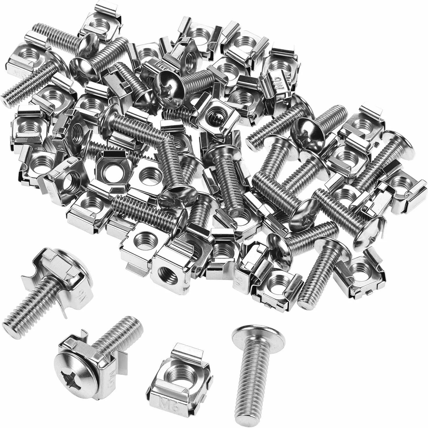 QWORK 110 pezzi M6 x 20 mm dadi viti rondelle acciaio al carbonio per montaggio rack server audio
