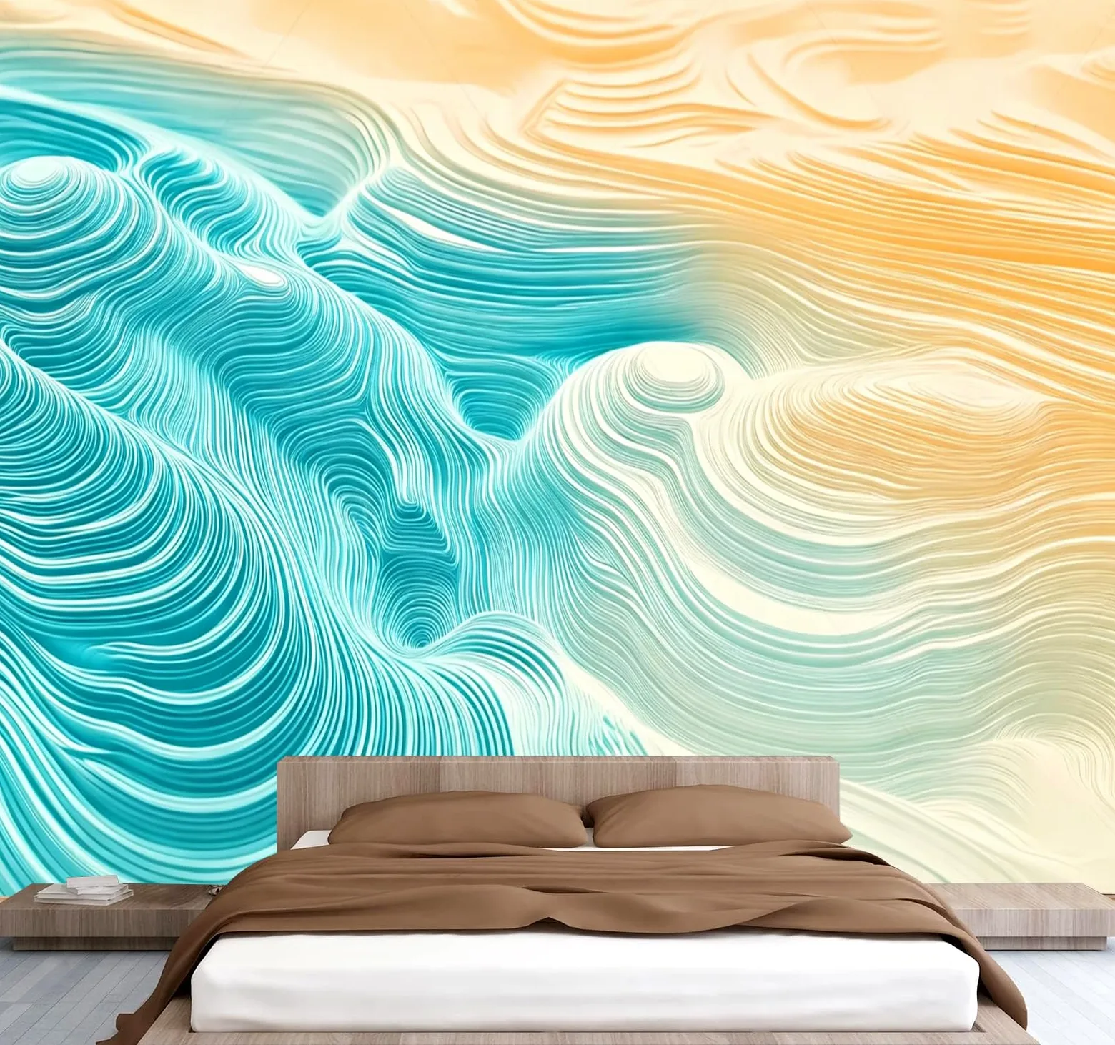 Carta da parati effetto 3D Astratto Moderno 366x 254 cm Murale Non Tessuto Blu Giallo Fotomurale Stampa HD Moderna Poster Per Soggiorno E Camera Da Letto Design 1M3862