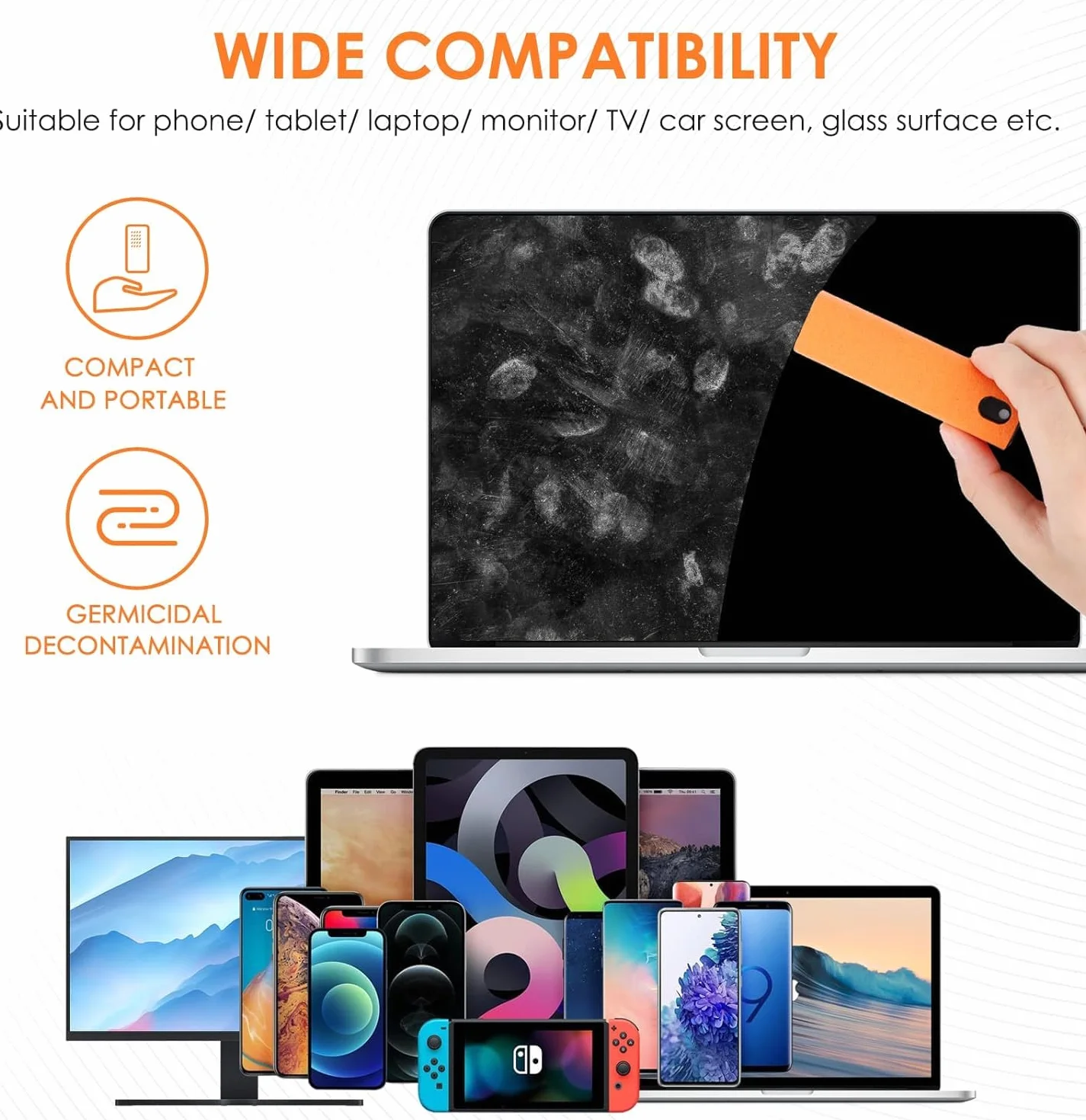 Pulitore schermo 5 pezzi, All in One Screen Cleaner senza liquido, Reusable Display Cleaner, set di pulizia per display auto, smartphone tablet