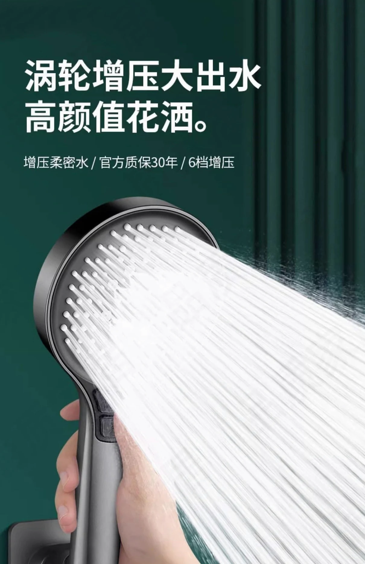 Soffione doccia a 6 modalità, pannello grande da 13 cm, alta pressione, grande portata, rubinetto per doccia a pioggia, ugello per vasca da bagno(Black Shower)