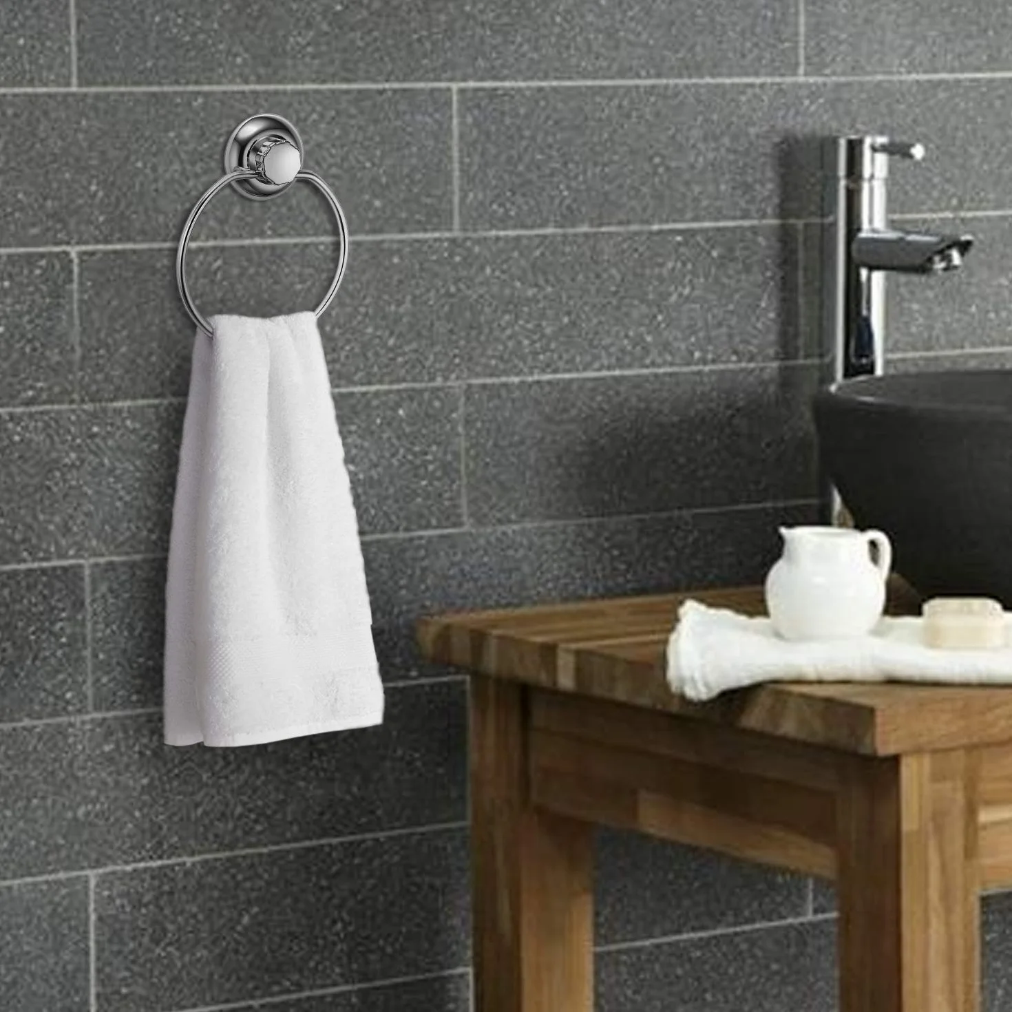PortaAsciugamano a Vuoto Anello in Acciaio Inossidabile - Senza Perforazione per Bagno e Cucina