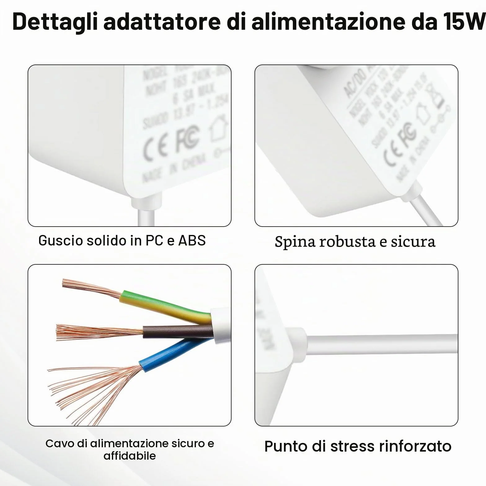 15W Alimentatore per Echo Dot Binghe 12V 1.25A Alimentatore, 15W Cavo di alimentazione per Echo Dot 3a, 4a e 5a Gen, Echo Show 5 1a e 2a Gen, Echo Spot, Echo Pop, Echo Plus, bianco