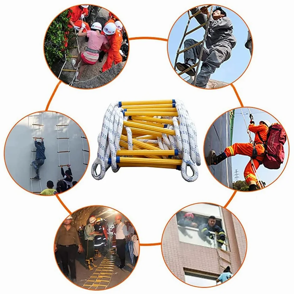 Generico Scala antincendio di Emergenza, Scala di Sicurezza in Corda da 15 m per finestre e balconi, Facile da Usare, Perfetta per Bambini e Adulti, Strumento di Soccorso di Emergenza Portatile