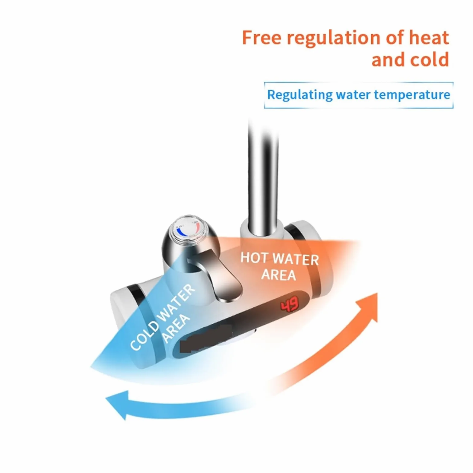 Display della temperatura dello scaldabagno del rubinetto elettrico Riscaldatori di acqua calda istantanei Riscaldamento dell'acqua senza serbatoio della cucina(SLT101 Long)