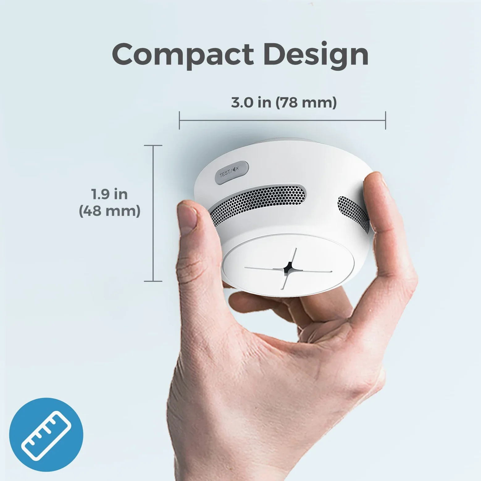 AEGISLINK Mini rilevatore di fumo fotoelettrico, batteria di una durata di vita di 10 anni, pulsante test/silenzio, conforme allo standard 14604, S500, confezione da 3