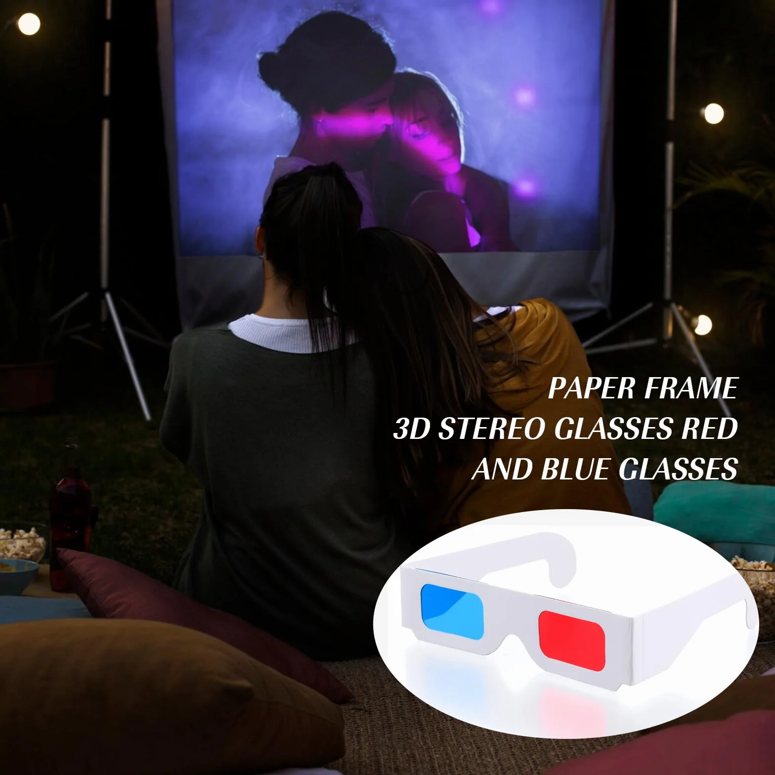 Occhiali 3D, 10 paia di occhiali stereo di carta, lenti rosse e blu per film 3D e decorazioni da viaggio