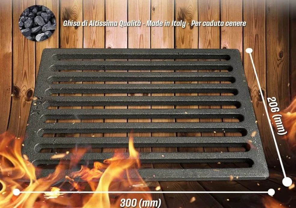 FIGEVIDA Griglia in Ghisa per Camini e Stufe a Legna e Focolari Pellet, CLAM COMFORT FOCO 75/85, Dimensioni: 30x20,6 (cm), Spessore 1 cm, Peso 2,5Kg per Caduta Cenere