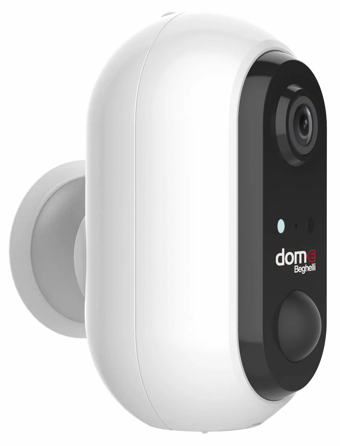Beghelli - Telecamera Wifi Esterno FullHD, Batteria Ricaricabile, Videocamera Sorveglianza con Sensore Movimento, Visione Notturna, Ottica Grandangolo 130°, Dom-e, Compatibile con Alexa e Google Home